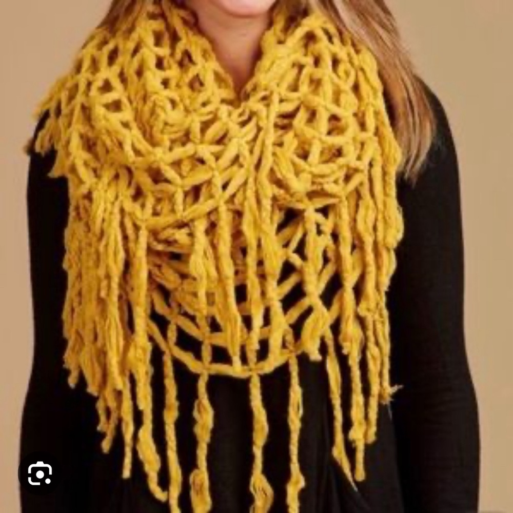 Altar’d State crochet infinity scarf in yellow